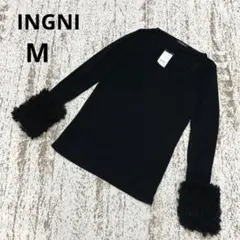 イング カットソー M 黒 袖ファー トップス 長袖 未使用 シンプル 薄手のサムネイル