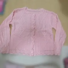 ピンク レース編み カーディガン