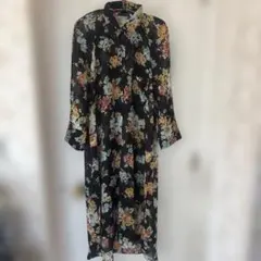 美品　ZARA フローラルプリント シャツワンピース XS