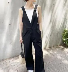 スピックアンドスパン ブラック サロペット オーバーオール