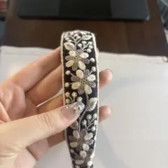 ハンドメイド　インド刺繍リボン　カチューシャ