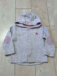 babyGAPフード付きパーカー グレー ピンクドット 80cm