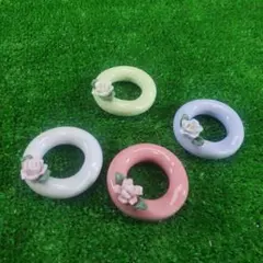 花付き箸置き 4個セット 陶器 パステルカラー かわいい 和食器 フラワー