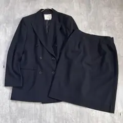 良品 バーバリーズ 上下 スカートスーツ ダブルJK 40 濃紺 ヴィンテージ