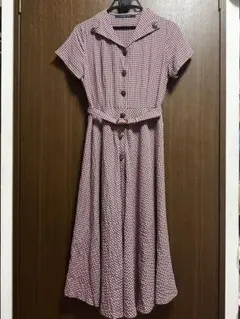 another anglis ピンクチェック 半袖ワンピースのサムネイル