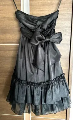 【美品】パーティドレス ワンピース 黒 リボン