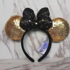 新品 パリ ゴールド スパンコール 黒 ディズニー カチューシャ ミッキー kt