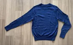 無印ブルークルーネック 長袖ウールニットセーター