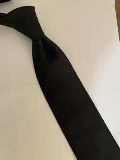 【HERMÈS】ネクタイ H柄 ソリッド ブラック シルク100% エルメス