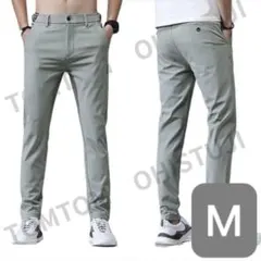 仕事 出勤 カジュアル ストレッチ ロングパンツ ゴルフ M ライトグリーン