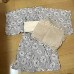 petit main 花柄　キッズ浴衣　120cm 帯　レース帯　付き