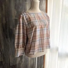 PAGE BOY 新品未使用 トップス 7分袖シャツ バックオープン チェック柄