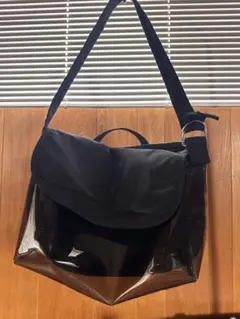 TEMBEA ブラック キャンバス メッセンジャーバッグのサムネイル