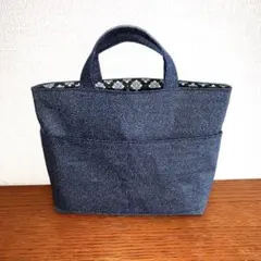 バッグインバッグ　デニム柄