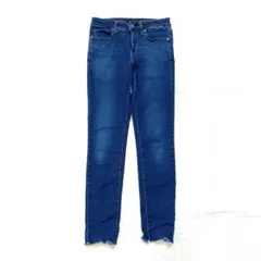 ユニクロ ウルトラストレッチジーンズ ブルー カットオフ 25