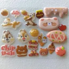 ディズニー　ぷくぷくシール　チップとデール　おすそ分け　立体　動物　マシュマロ