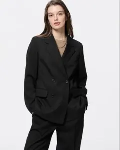 GU　ジーユー　ダブルブレストテーラードジャケット　ブラック　L