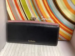 ポールスミスPaul Smith ブラック/ピンク がま口長財布本物