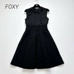 フォクシー 定価11万 ホワイトトリム サマーニットワンピース ブラック