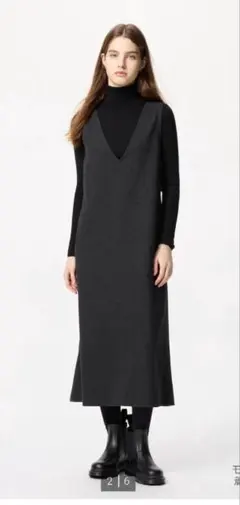 UNIQLOブラッシュドジャージージャンパースカート　ダークグレーMサイズ