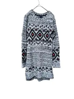 GapKids 幾何学模様 長袖ワンピースニット140