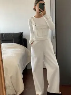 ホワイトデニムサロペット