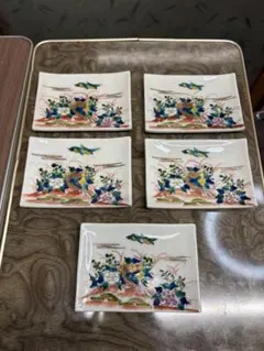 九谷青窯 角皿 5枚セット 色絵 花鳥図 - メルカリ