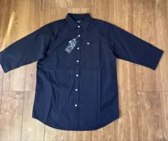 【新品】アーノルドパーマー 五分丈袖 ネイビー ストライプ シャツ メンズ L