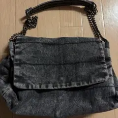 ZARA ザラ フラップロッカーショルダーバッグ　デニム チェーン Y2K