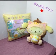✨️ポムポムプリン✨ことらねこBIGぬいぐるみ＆ポムポムプリンクッション✨️のサムネイル