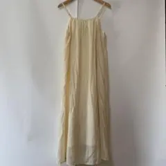 キャミワンピ ワンピース アイボリー 白 ギャザー ナチュラル マキシ丈