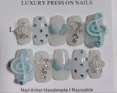 ネイルチップ 平成女児 y2k ストーン 水色 音符 星 天使 ウィッシュコア