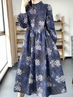 絶対欲しい プリントワンピース ロング フラワーパターンフリル おしゃれ 綺麗め