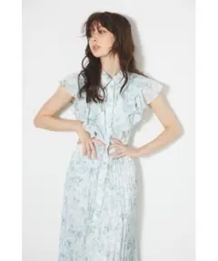 rienda V&Aダブルフリルプリーツシャツワンピース