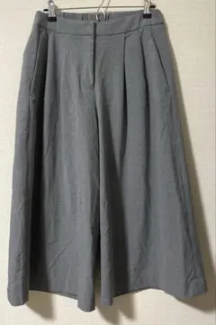 【Leilian 】グレー プリーツ入り ガウチョパンツ