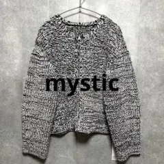 mysticミスティック　メランジペプラムカーディガン　黒✖️白　美品