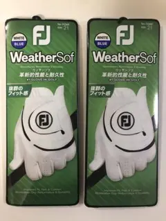 フットジョイ ウェザーソフ 21 ホワイト/ブルー ゴルフグローブ 2セット
