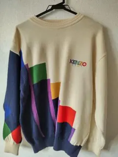 KENZO カラフル ロゴ 刺繍 OLD レトロ デザイン ニット セーター