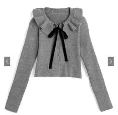 フリルカラーリボンリブニットカーディガン[an1804]