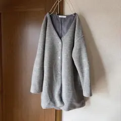 Samansa Mos2 グレー ボアノーカラージャケット