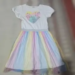 半袖ワンピース　130 女の子　レインボー　ユニコーン
