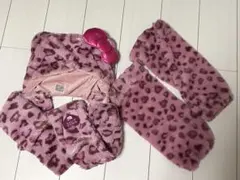 USJ ハローキティ風ピンクヒョウ柄フードセット