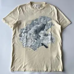 貴重ここのえ期 マルジェラ バラと鷲のプリント ホワイトTシャツ