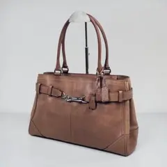 A COACH ハンプトンズ レザー キャリーオール 8A71 スカーフおまけ 