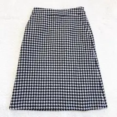 良品★ 【7-IDconcept.】 ウール混 タイトスカート (M) 千鳥格子