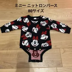 futafuta 美品 ミニーちゃん柄 ニットロンパース 80