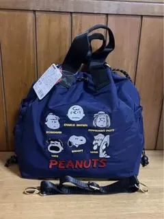【新品】ナイロンエコバッグ（スヌーピー）ショルダー有　高さ31×横29×マチ15
