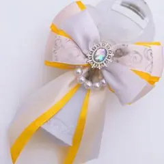 柄＊白×黄色キンブレリボン☆ハンドメイド