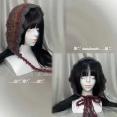 クロシェボンネット ハンドメイド 帽子 バラクラバ バブーシュカ