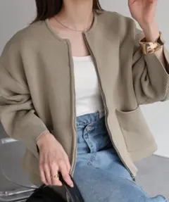 sakishima tokyoノーカラージャケット ランタンスリーブカーディガン